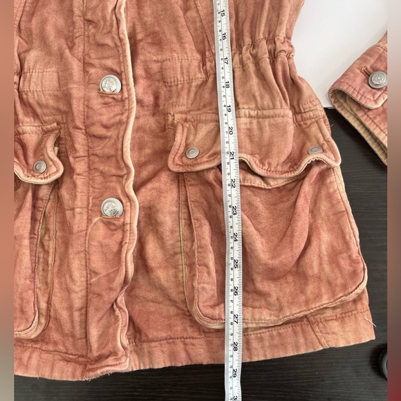 Free People Double Cloth Jacket Antique Pink Boho Military Cinch Waist Women’s S - Picture 15 of 15